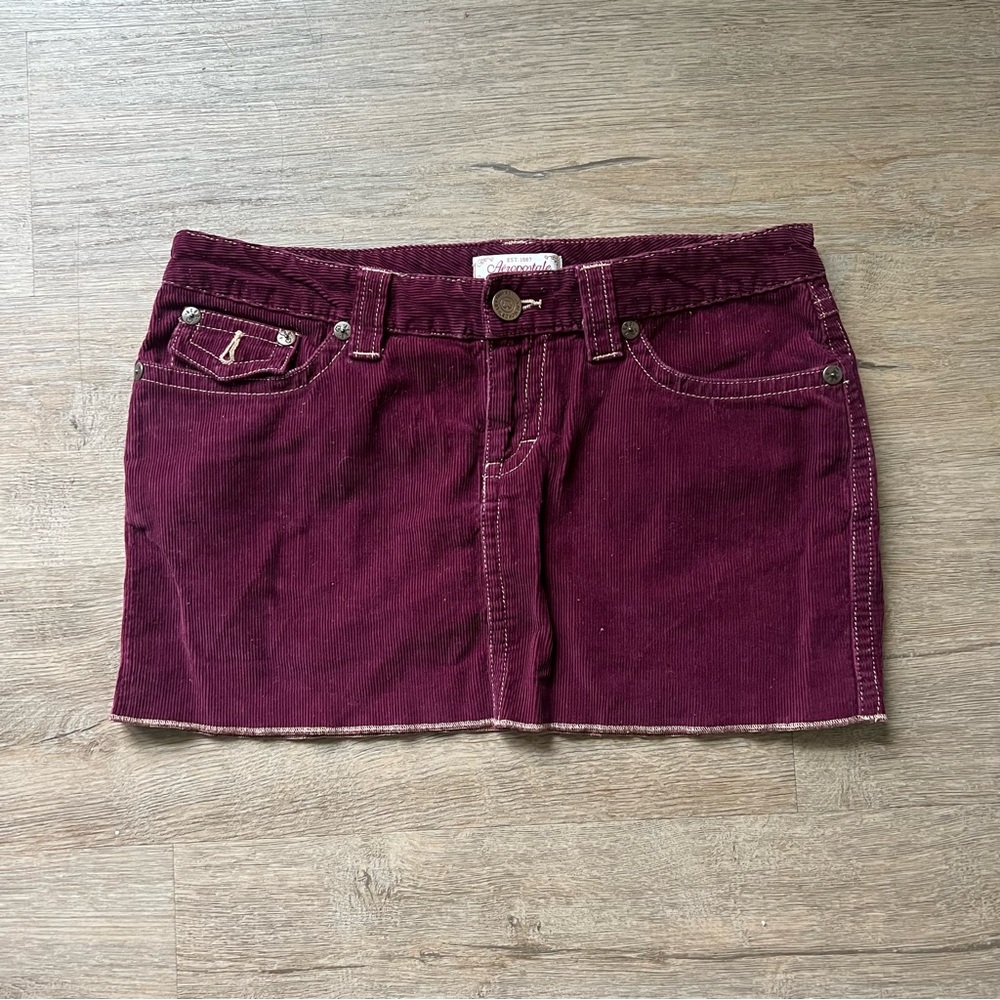 vintage aeropostale corduroy mini skirt burgundy
